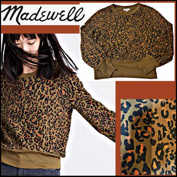 MADEWELL LEOPARD SWEATSHIRT IN JUNGLE CAT Sz MEDIUM - Picture 14 of 15